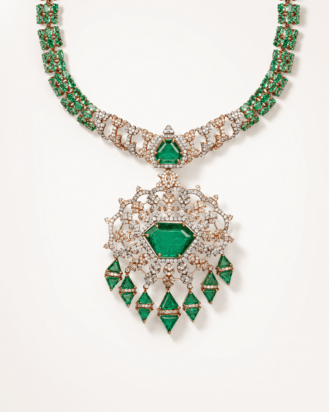 Emerald & Diamond Statement Necklace Set